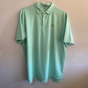 Peter Millar x Masters SS Polo, Men’s Golf Shirt, Mint Green with Stripes, XL